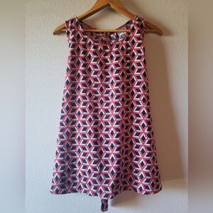 Meri Skye Red and Navy Blue Tie-Back Tank Top - 2X